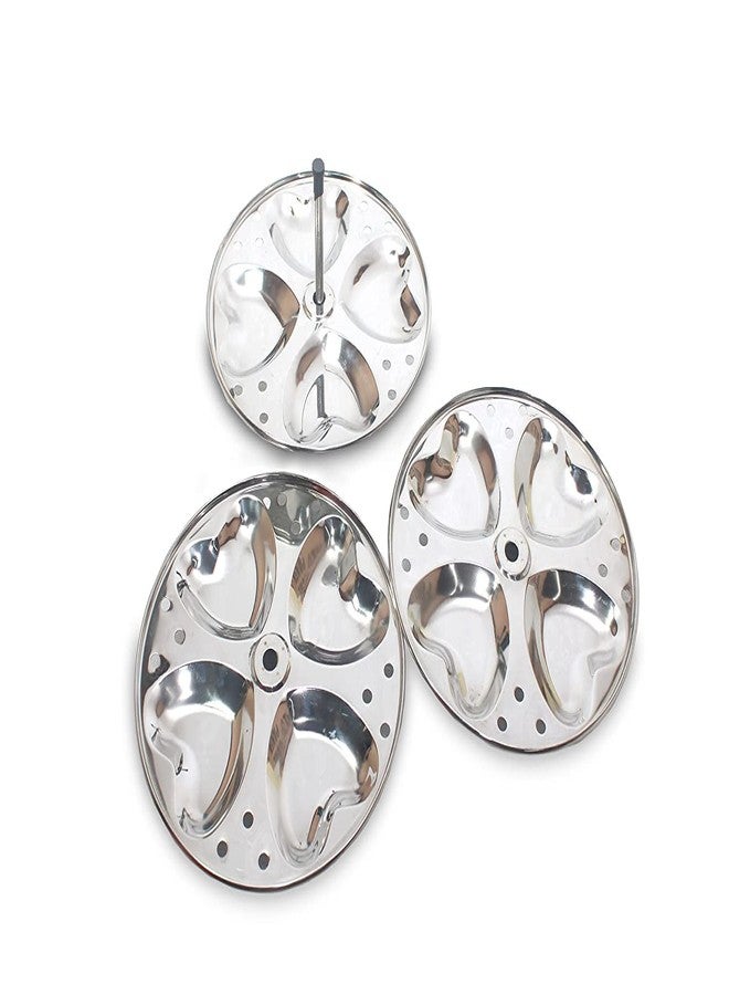LUXURIA Diamond MINI IDLI, Idli, Idiyappam, Pure Stainless Steel Plate Set (Medium Heart Shape Plate, 4) - Image 3